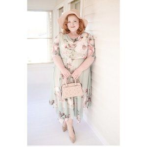 Ulla Popken Pastel Floral Midi Dress